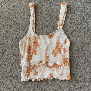 Free People Orange and Cream Tank Top
